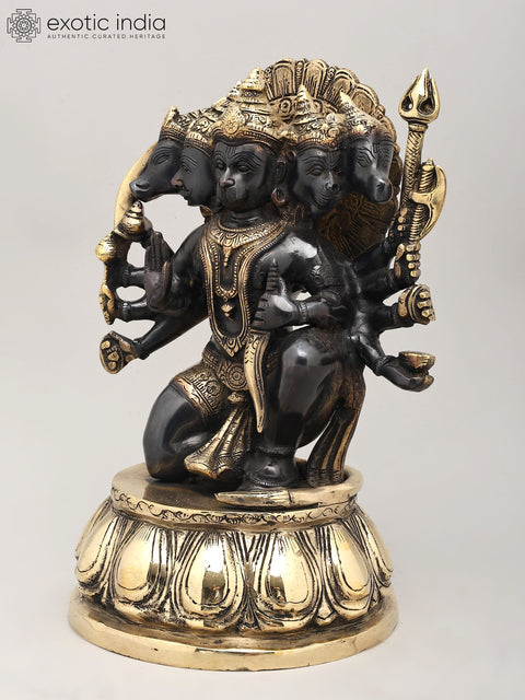 12" Ten Armed Panchamukhi Lord Hanuman | Brass Statue