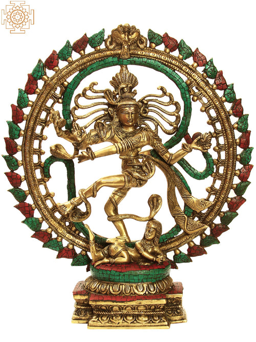 20" Handmade Nataraja OM Brass Statue Triple Hued