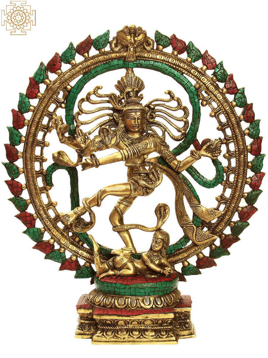 20" Handmade Nataraja OM Brass Statue Triple Hued