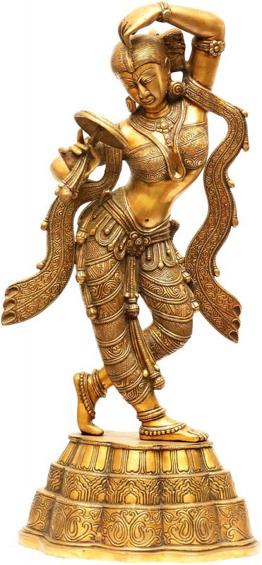 24" Apsara Applying Vermillion (A Sculpture Inspired by Khajuraho) In Brass