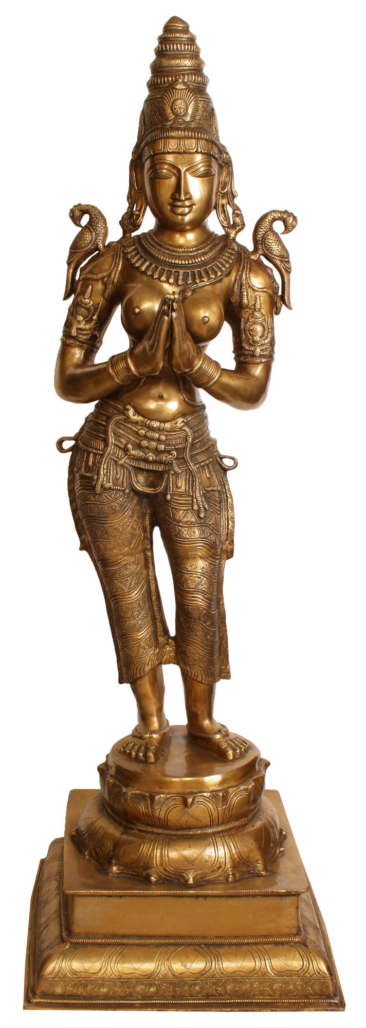51" Large Dwara-Devi Celestial Doorkeeper Brass Statue Handmade