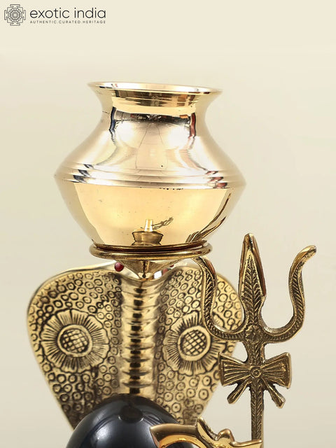 12" Assembly to Bath Shiva Linga with Dripping Vase for Milk or Water In Brass | Handcrafted In India