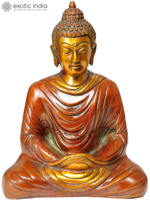 7" Handmade Buddha in Dhyana Mudra Brass Statue