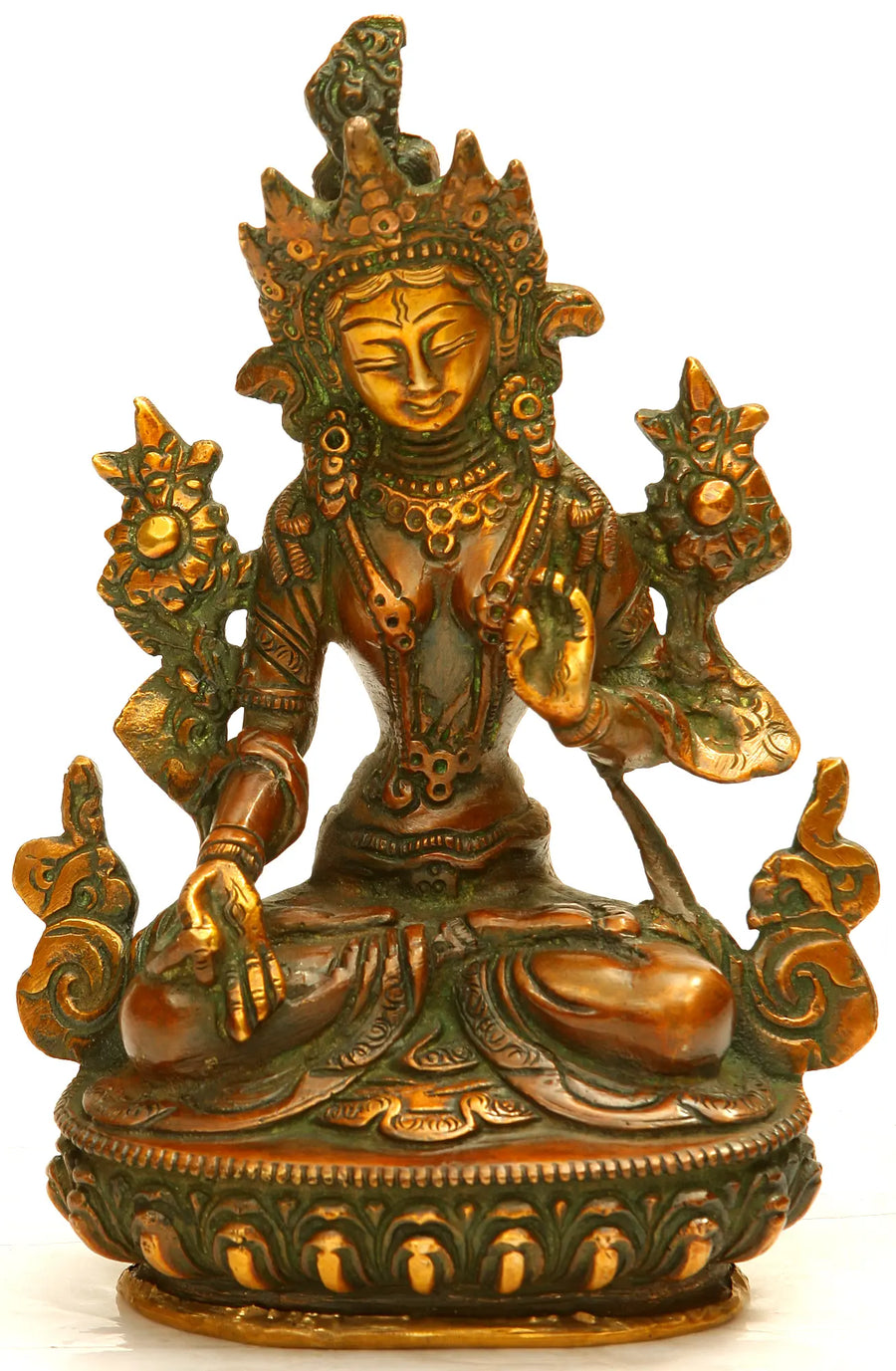 Tibetan Buddhist Goddess White Tara Brass Statue