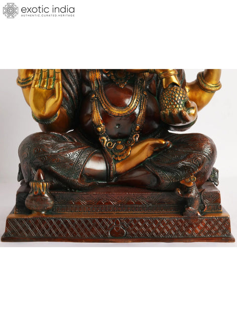 20" Brass Lord Ganesha Statue - The Benevolent God | Handmade Idol | Made in India