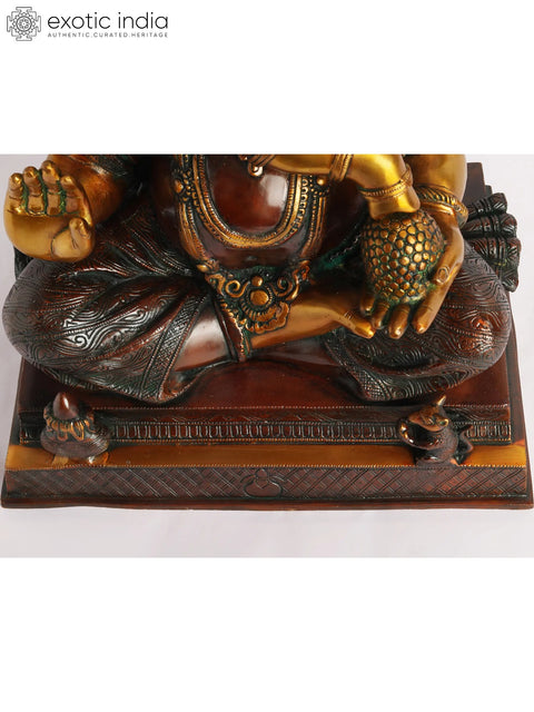 20" Brass Lord Ganesha Statue - The Benevolent God | Handmade Idol | Made in India
