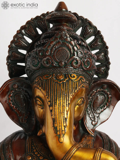 20" Brass Lord Ganesha Statue - The Benevolent God | Handmade Idol | Made in India