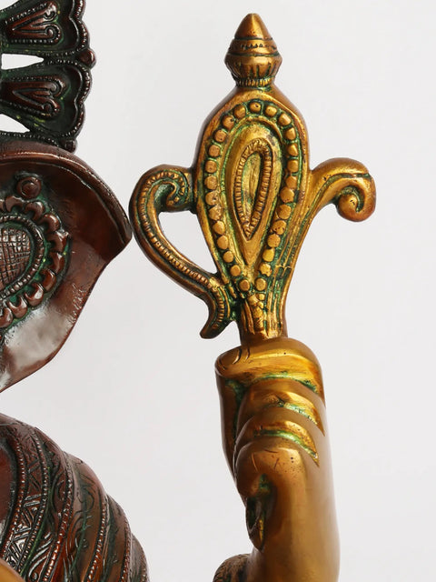 20" Brass Lord Ganesha Statue - The Benevolent God | Handmade Idol | Made in India