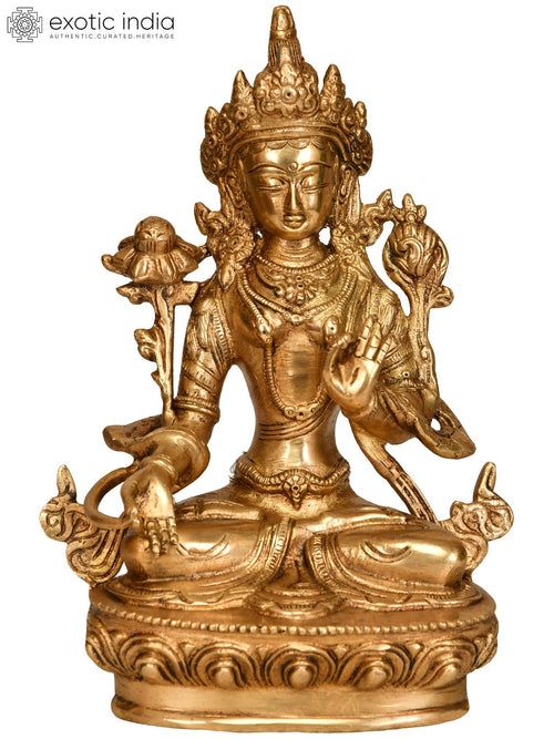 8" White Tara Tibetan Buddhist Goddess Brass Statue Handmade