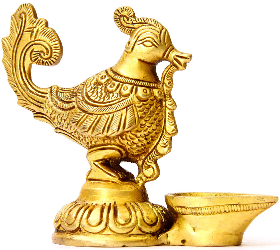 Brass Peacock Lamp Pair for Home Decor