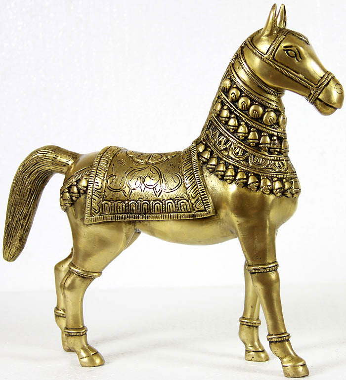 Brass Saddled Horse Statue