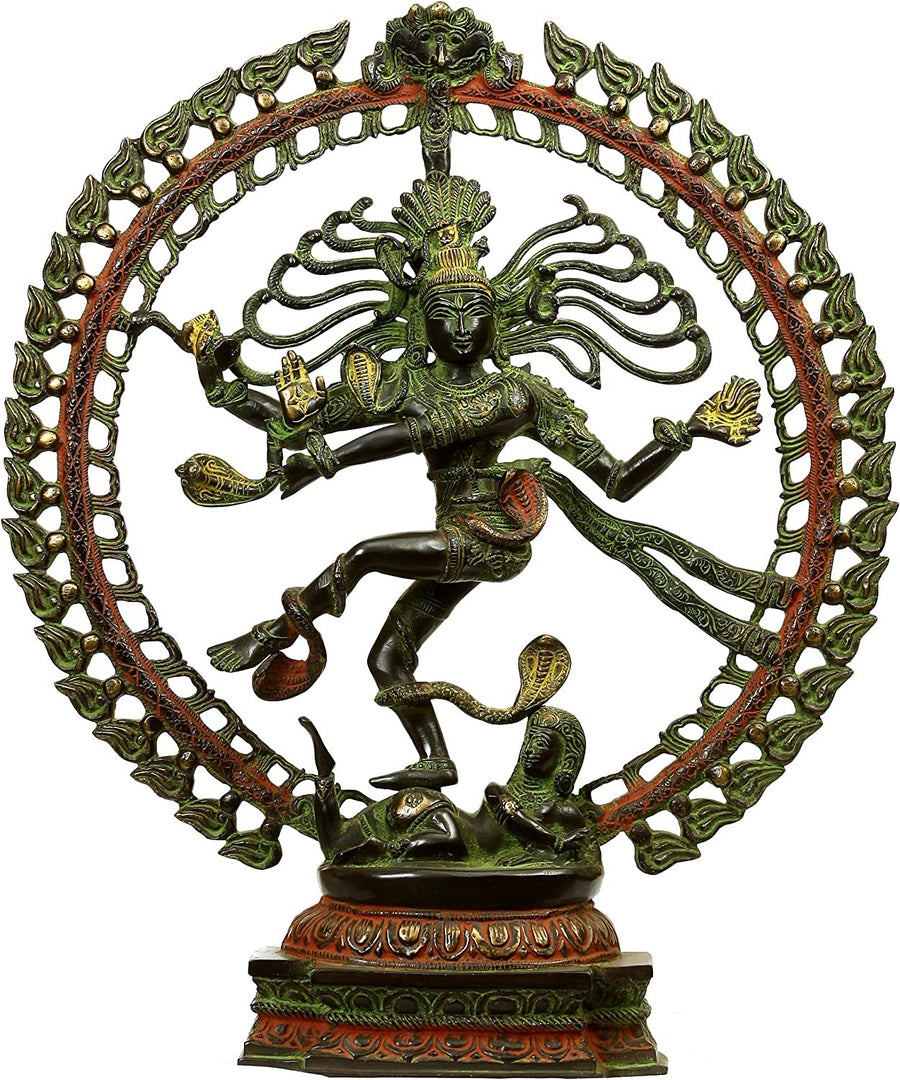 20" Nataraja Brass Statue with Black and Green Hues