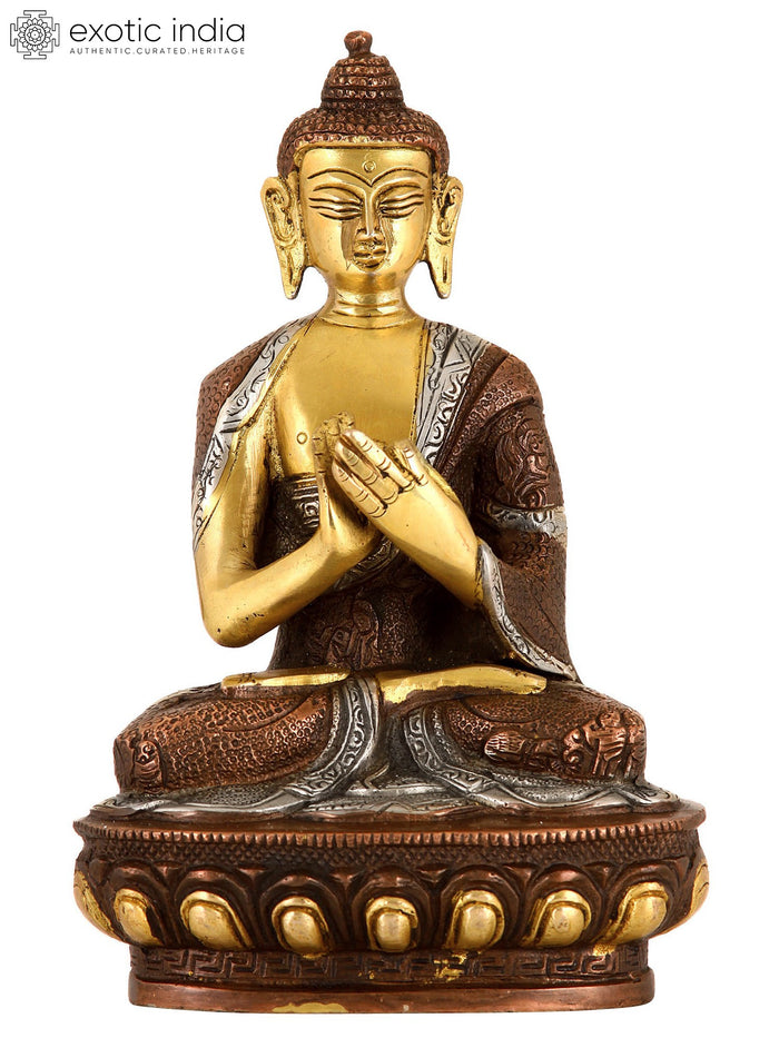 7" Handmade Brass Buddha Preaching Dharma Statue
