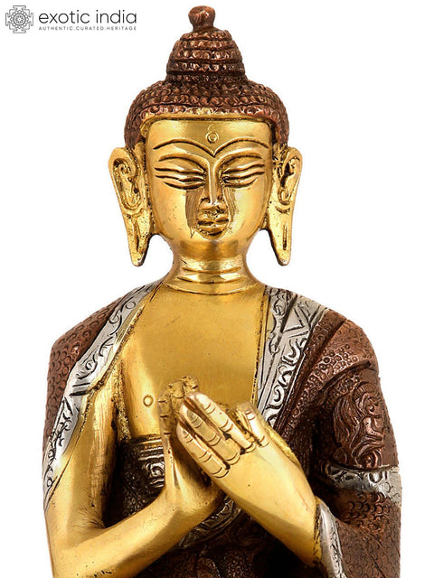 7" Lord Buddha Preaching His Dharma In Brass | Handmade | Made In India