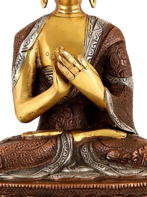 7" Lord Buddha Preaching His Dharma In Brass | Handmade | Made In India