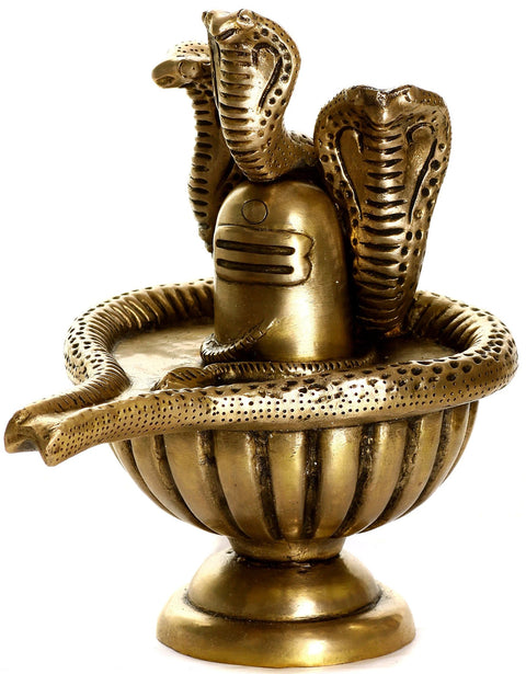 Shiva Linga with ShivaÕs Snakes Crowning It In Brass | Handmade | Made In India