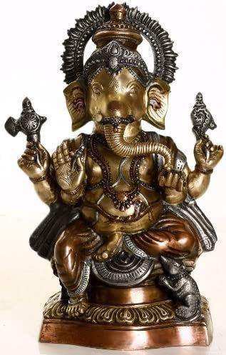 17" Ekadanta Ganesha Brass Idol | Handmade Religious Figurine