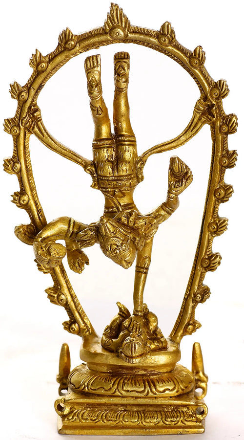 6" Handmade Shiva Tandava Brass Statue for Home Pooja