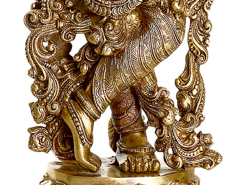 29" Enrapt Krishna Playing on Flute | Indian Handcrafted Brass Idol