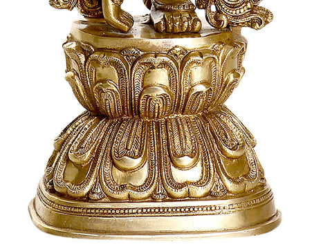 29" Enrapt Krishna Playing on Flute | Indian Handcrafted Brass Idol