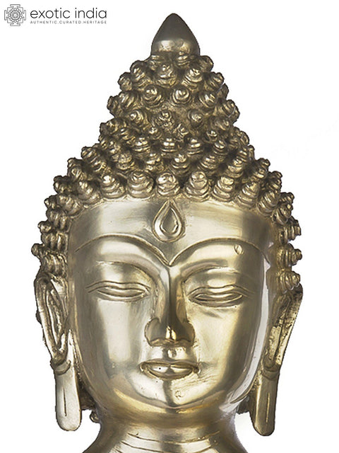 17" Lord Buddha in Bhumisparsha Mudra In Silver Hue In Brass | Handmade | Made In India