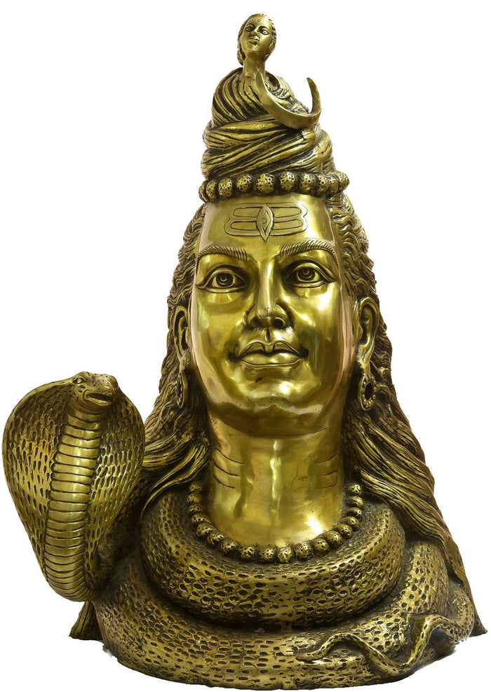 27" Large Size ShivaÕs Bust Representing Him as Gangadhara In Brass | Handmade | Made In India