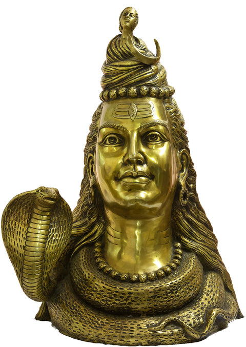 27" Large Size Shiva’s Bust Representing Him as Gangadhara In Brass | Handmade | Made In India