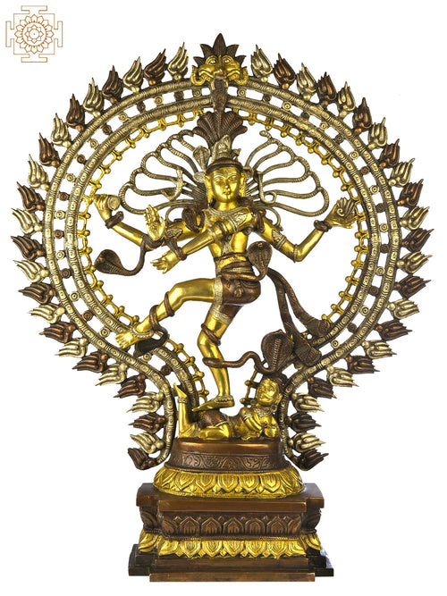 27" Handmade Nataraja Brass Statue with Triple Hues