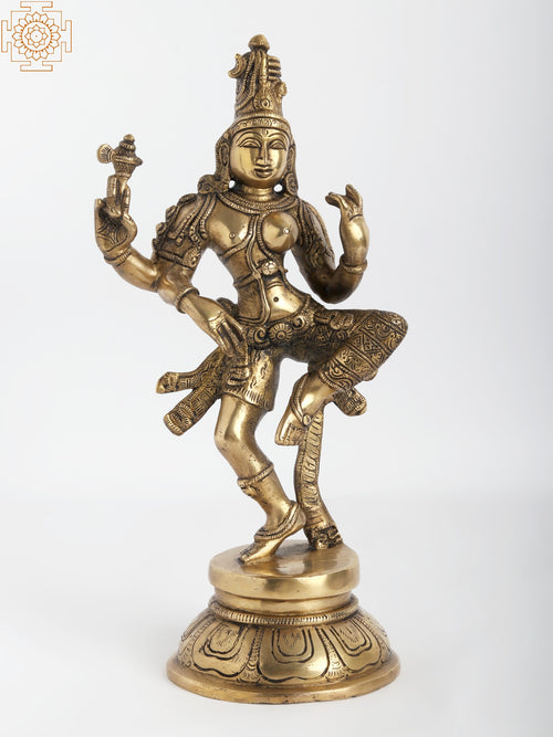 11" Dancing Ardhanarishvara Brass Statue Handmade