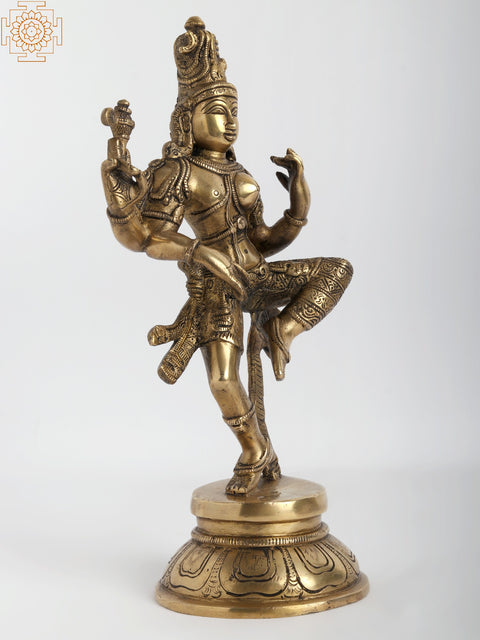 11" Dancing Ardhanarishvara (Shiva Shakti) In Brass | Handmade | Made In India