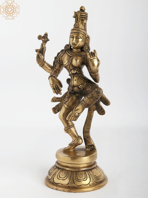 11" Dancing Ardhanarishvara (Shiva Shakti) In Brass | Handmade | Made In India