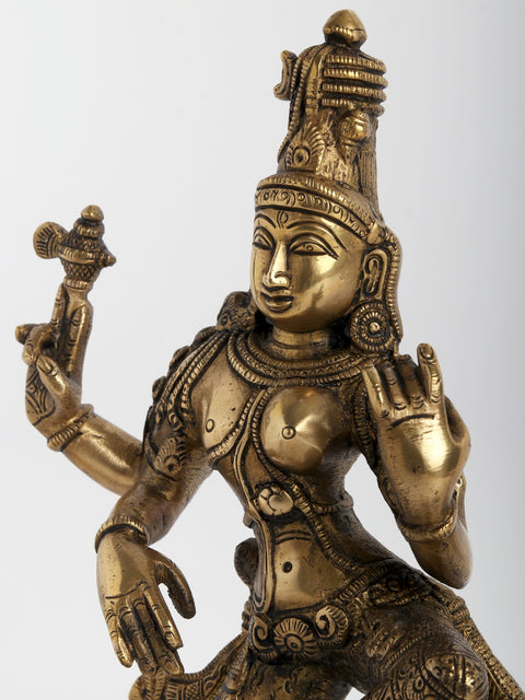 11" Dancing Ardhanarishvara (Shiva Shakti) In Brass | Handmade | Made In India