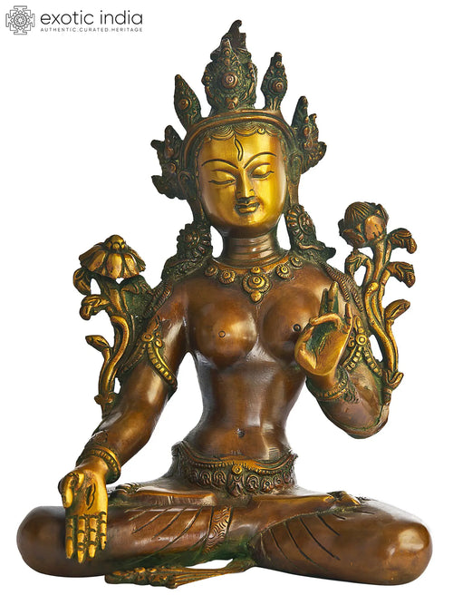 9" White Tara Tibetan Buddhist Brass Statue Handmade