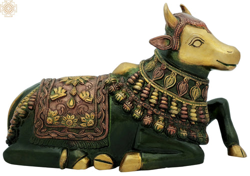 10" Handmade Brass Nandi Idol - Vehicle of Lord Shiva