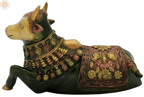 10" Nandi Idol - The Vehicle of Lord Shiva | Handmade Brass Statue | Made in India