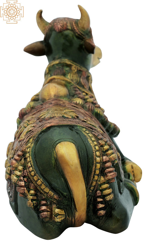 10" Nandi Idol - The Vehicle of Lord Shiva | Handmade Brass Statue | Made in India
