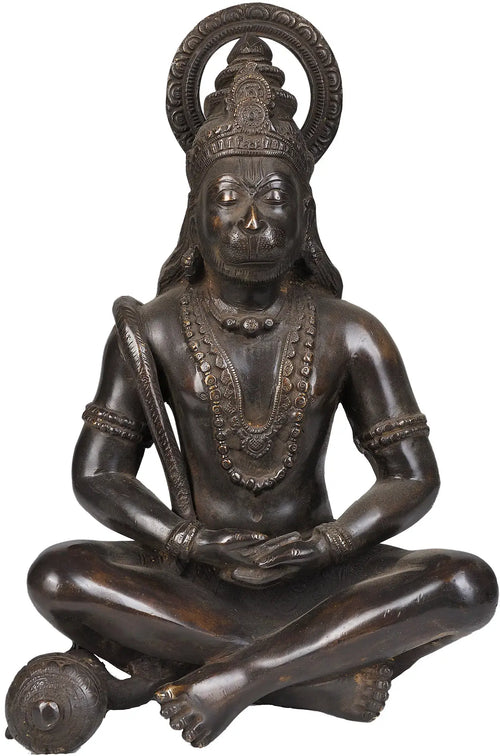 11" Yogachara Hanuman Brass Sculpture Handcrafted Idol