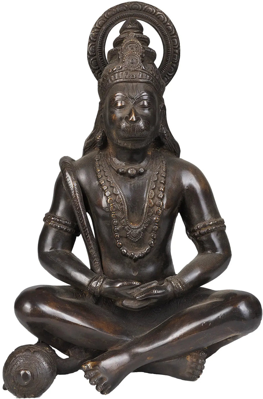 11" Yogachara Hanuman Brass Sculpture Handcrafted Idol