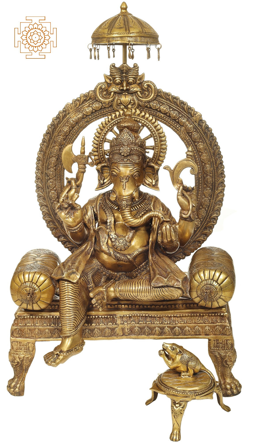 46" Large Handmade Haridra Ganapati Brass Statue for Home Pooja