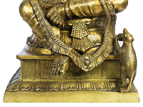 33" Large Size Four Armed Ganesha Seated in Lalitasana In Brass | Handmade | Made In India