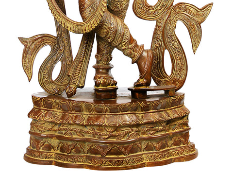 34" Large Venu Gopal Krishna Brass Sculpture | Indian Handcrafted Idol