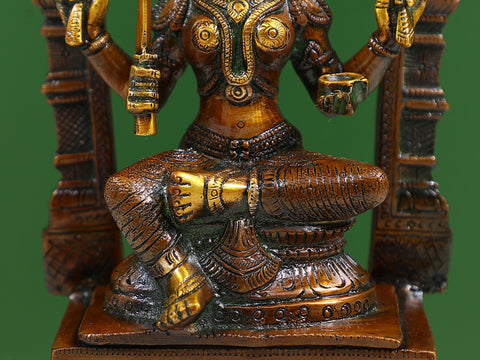 9" Brass Goddess Mariamman Statue - South Indian Durga | Handmade | Made in India