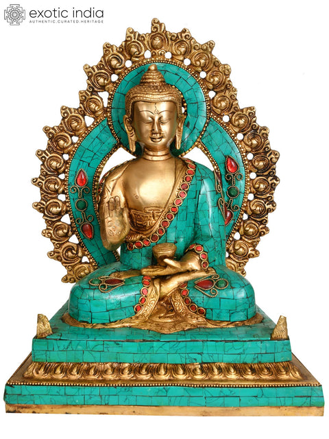 11" Lord Buddha Preaching His Dharma - Tibetan Buddhist | Brass | Handmade | Made In India