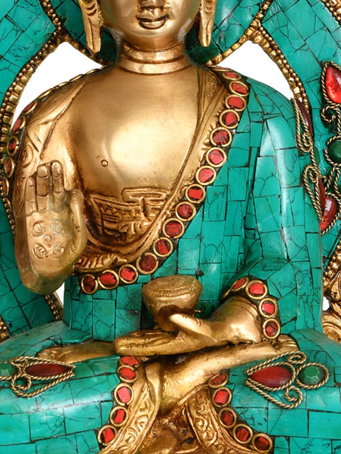 11" Lord Buddha Preaching His Dharma - Tibetan Buddhist | Brass | Handmade | Made In India