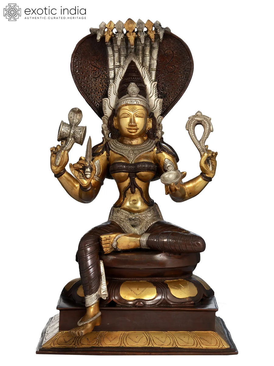 19" Goddess Mariamman Brass Statue Handcrafted Indian Idol