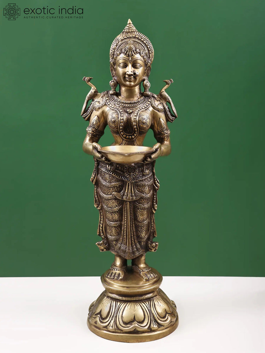 30" Goddess Deeplakshmi Handmade Brass Statue for Home Decor