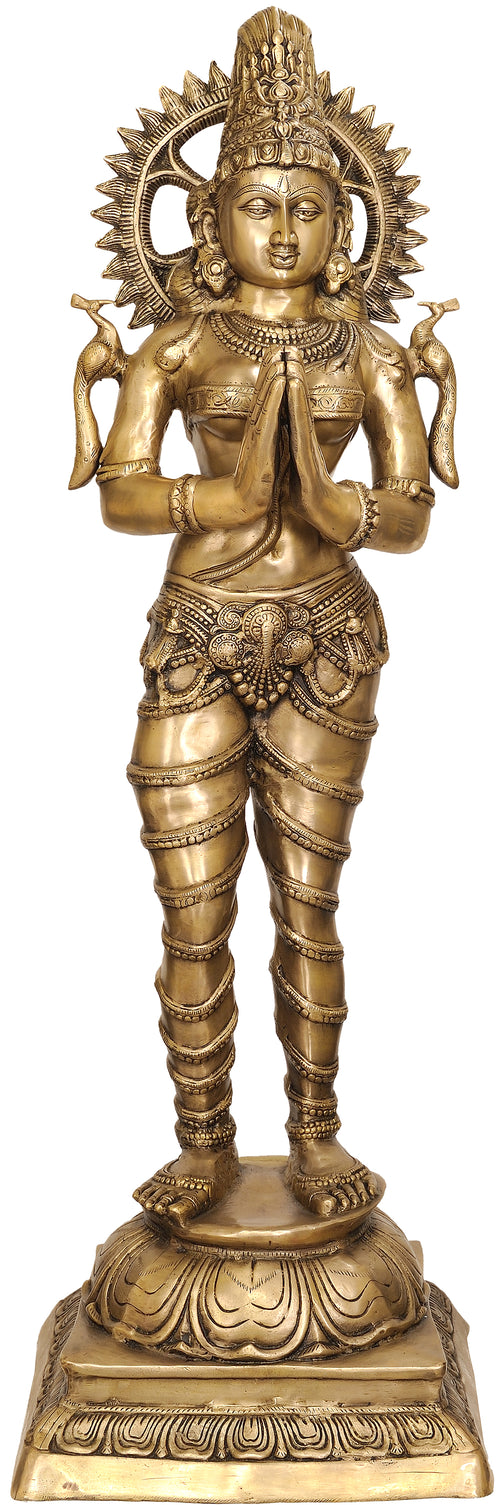 51" Dwara-Devi Celestial Doorkeeper Brass Statue Handmade