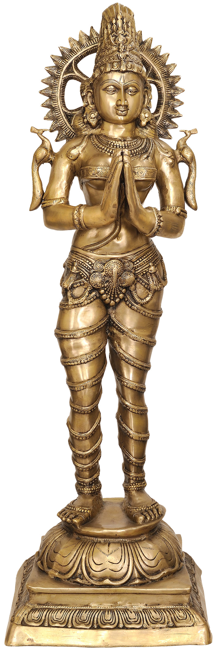 51" Large Dwara-Devi (Celestial Doorkeeper Flanking Temple Doors) In Brass | Handmade | Made In India
