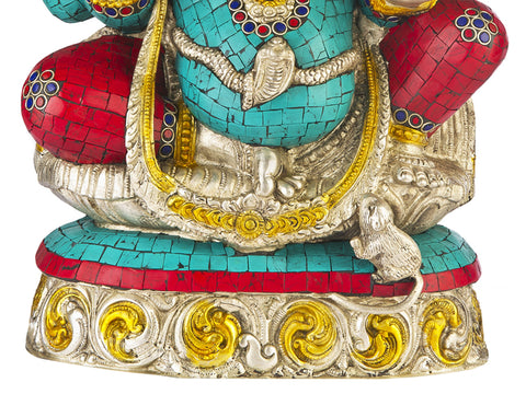 19" Supreme Lord Ganesha In Brass | Handmade | Made In India