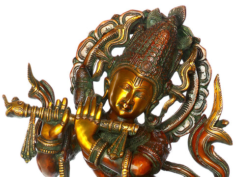 23" Fluting Krishna in Tribhanga In Brass | Handmade | Made In India